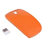 HDE Ultra-Thin Wireless Mouse 2.4GHZ Ergonomic Candy Colored Optical Mouse with USB Nano Receiver and Adjustable DPI Switch (Orange)
