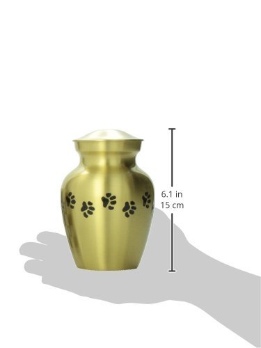 Near & Dear Pet Memorials Classic Brass Urn, 25 Cubic Inch, Black Paw Prints