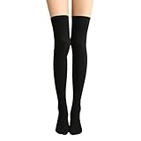 Long Cotton Stockings,Morecome Women Thigh High Over The Knee Socks (Black)