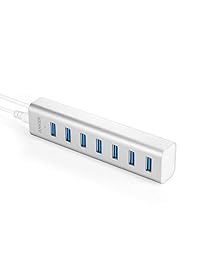 Anker Unibody USB 3.0 7 Port Hub con 1.3 ft incorporado de aluminio USB 3.0 Cable y adaptador de alimentación 5 V 3 A incluido (Alimentación vía USB o Power Outlet)