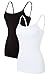 belamo Women Basic Solid Camisole Shelf Bra Undershirts Cotton Tank top Camis Black White XL 2 Packs