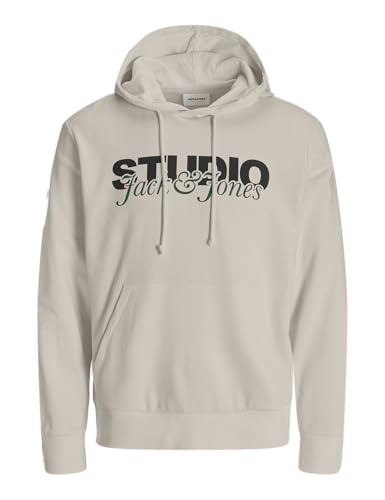 JACK & JONES Sweat Hood BF Jjyuki-Felpa con Cappuccio, Raggio di Luna, M Uomo