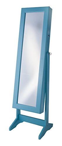 InnerSpace Luxury Products JAFS2-TURQUOISE Cheval Free Standing Jewelry Armoire, Turquoise