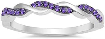 Blue Apple Co. Half Eternity Infinity Twisted Band Ring Round Simulated Red Garnet 925 Sterling Silver