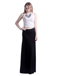 HDE falda larga de verano con cintura alta y elástico