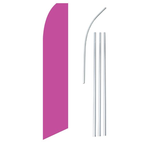 B62830000 570B6783000001 EN Solid Pink - Floppy Flappy Flutter Flag Set - Includes 12-Foot NEOPlex Flag with 15-Foot Aluminum Pole (no Mount)