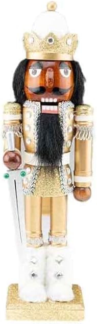 Nutcrackers - Clever Creations African American Silver and Gold 14 Inch Traditional Wooden Nutcracker, Festive Christmas Décor for Shelves and Tables