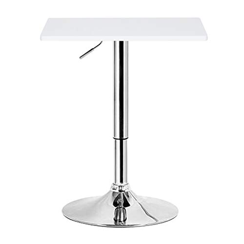 eSituro SBST0095 1 x Bartisch Esstisch Küchentisch Stehtisch, höhenverstellbar & 360° drehbar, Tischplatte 60x60 cm, Weiss