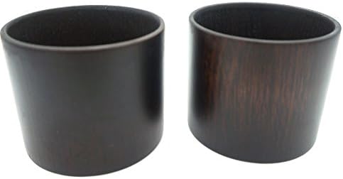 Blackcover Wood Coffee Mug Set,Japanese Wooden Soup Bowl with Spoon (Drak Brown Janpanese Tea Cup X 2)