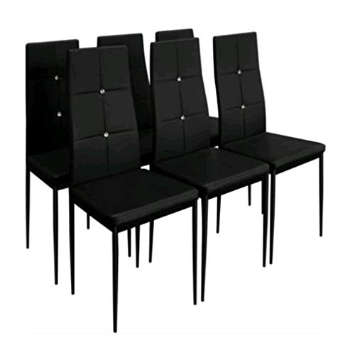 Kitchen Dining Chairs Set of 6 with Sturdy Metal Legs, High Backrest Dining Breakfast Chair for Home Kitchen Living Room (6PCS+Black)