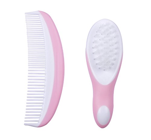 Hair Brush and Comb Set, Baby Safety Healthcare and Grooming Kit, Scalp Massage, Ideal for Newborns & Toddlersï¼ˆ2 pack, 1+1ï¼‰