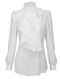 Firpearl Women's Vintage Ruffle Long Sleeve Shirt Blouse Tops
