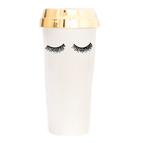 Eyelashes Gold Travel Mug, Gold Foil, Gift for Boss, Gift for Her, Eyelashes, Coffee Mugs, Travel Tumbler, Mugs, Back To School, Travel Mug
