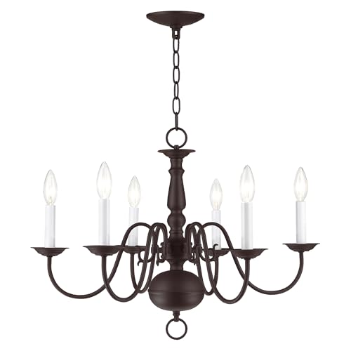 Livex Lighting 5006-07 Williamsburgh 6-Light Chandelier, Bronze,18Hx24W