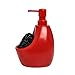 Umbra Joey, Matte Ceramic Liquid Soap Dispenser with Sponge Caddy, Ideal for Kitchen or Bathroom Use, Red