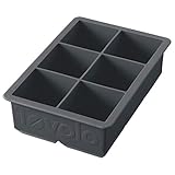 Tovolo 81-10239 arge Inch Large King Craft Ice Mold Freezer Tray of 2" Cubes for Whiskey, Bourbon, Spirits & Liquor Drinks, BPA-Free Silicone, Set of 1, Charcoal