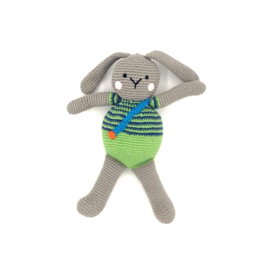 Pebble Fair Trade Handmade Crochet Cotton Bunny boy Apple