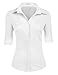HOTOUCH Womens 3/4 Sleeve Button Down Shirt with Stretch, 5_White, XX-Large