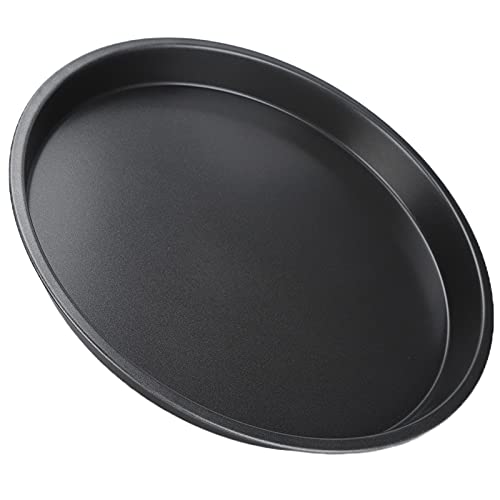 MOUMOUTEN 2Pcs 12Inch Non Stick Pizza Tray, Round Deep Thickened Carbon Steel Baking Pan for Kitchen Bakery Homemade Dishwasher Safe black
