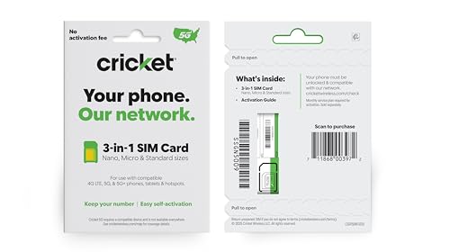 Cricket Wireless BYOD SIM Card Kit 5G, 5G+, 4G, LTE