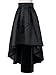 PERSUN Womens Taffeta High Waist Bowknot Front Hi-lo Prom Party Skater Skirt Black