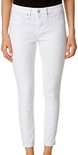 Royalty by YMI Womens Solid Hyper-Stretch Ankle Jeans 10 White