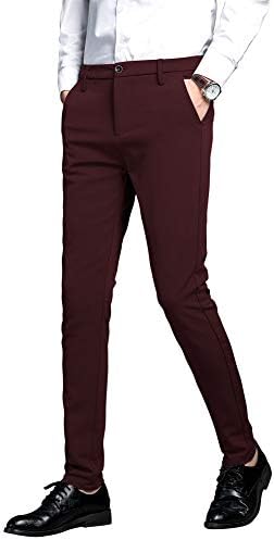 burgundy skinny dress pants