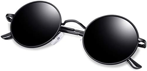 KANASTAL Round Sunglasses Mens Black Round Womens Polarised