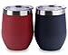 SUNWILL Insulated Wine Tumbler with Lid (Wine Red & Navy Blue 2 pack), Stemless Stainless Steel Insulated Wine Glass 12oz, Double Wall Coffee Mug, for Champaign, Cocktail, Beer