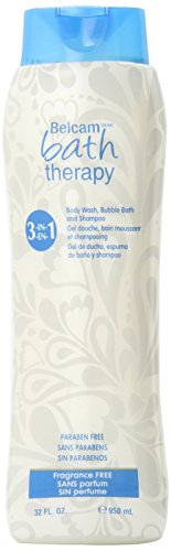 Belcam Bath Therapy 3 in 1 Body Wash, Bubble Bath and Shampoo, Fragrance Free, 32 Fluid Ounce