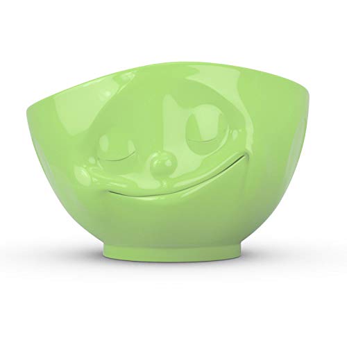 FIFTYEIGHT PRODUCTS TASSEN Porcelain Bowl, Happy Face Edition, 16 oz. Light Green, (Single Bowl) for Serving Cereal, Soup
