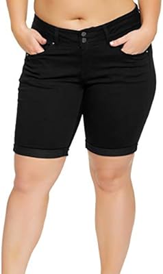 black jean bermuda shorts womens