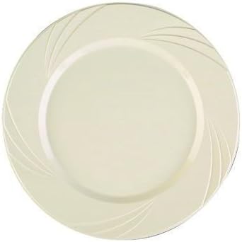 Newbury Collection 7 3/4" Beige Plastic Plates, Heavyweight Disposable Salad Plates 15 Per Pack