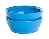 Calibowl Non-Spill Low Profile Bowls with Non-Slip Base, 12-Ounce, Light Blue, Set of 2