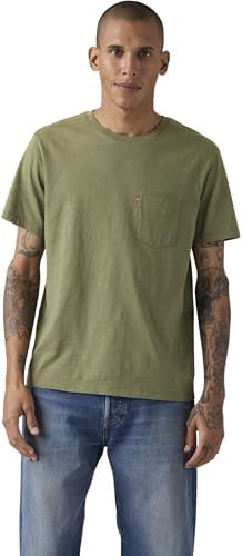 Maglietta da Uomo a Maniche Corte Classic Pocket Tee, Moss Olive 0908736 - Slub, M