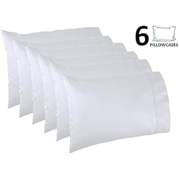 Lasimonne White Pillowcases,Pack of 6, Standard Size, 200 Thread Count Percale, CVC Pillow Cover