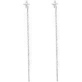 Dainty Chain Drop Earrings, Stainless Steel, Threader Style, Polished Finish