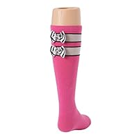 Tot Jocks Pink Girls Sports Socks Pink, Black and Silver with Zebra Print Bow Kids Size 9-2.5, Soccer, Volleyball, Softball, Field Hockey
