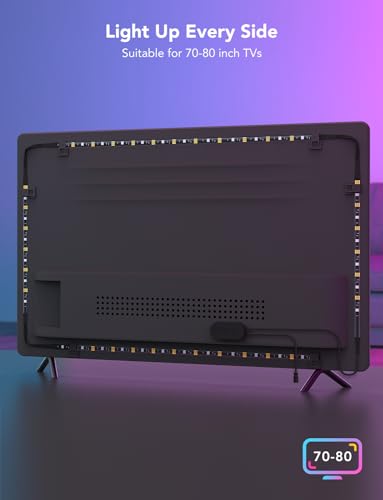 Govee RGBIC TV Backlight 4.6M for 70-80 inch TVs, Smart Strip with Wi-Fi and Bluetooth, Works Alexa & Google Assistant, 219+ Modes, Music Sync, Adapter Power