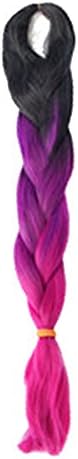 Yewig 100g Synthetic Ombre Kanekalon Braid Twist Braiding Hair Extensions Black-dark purple-rose