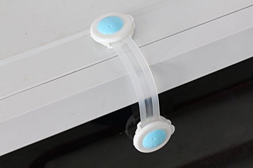 Child Safety Locks 8Pack Adjustable Latches to Baby Proofing Cabinets Drawers Fridge Oven Toilet - Child proofing Set (White and blue)