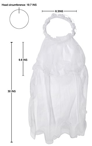 Girls Fashion Floral Headpiece Veil Flower Crown,White_without comb