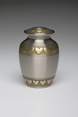 TheUrnCo Hand Engraved Heart Design Cremation Urn ENGRAVABLE - (Solid Brass) Brand New!