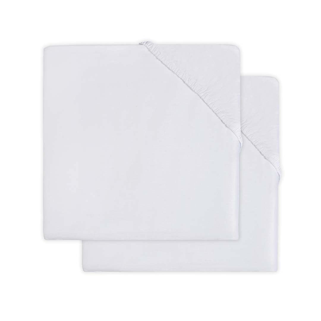 Jollein Molton Bed Fitted Sheet 2-Piece Set, 120 cm Length x 60 cm Width, White