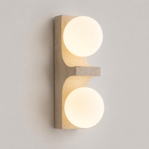 Lámpara de pared estilo wabi-sabi japonés,Aplique regulable con pantalla de piedra natural,Luz de pared vintage de base G4,Lampara de pared dormitorio,Iluminacion para sala,comedor,pasillo (F)
