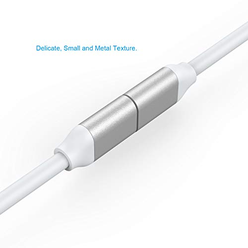EMATETEK Extender Cable Connector Female to Male Pass Audio Video Music Data and Power Charge. 1PCS 3Ft Female to Male Extension Cable Made of White TPE and Sliver Aluminum.