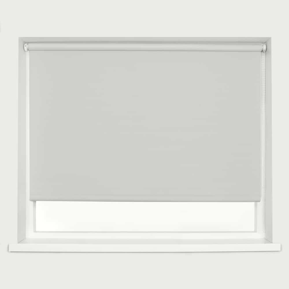 Grey Blackout Roller Blind Metal Fittings Trimmable UV Protection Thermal Properties Premium Fabric Home Office Bedroom Kids Room Child Safe Easy Fit Grey 90cm Width x 160cm Drop