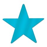 Beistle 57027-Turquoise Metallic Star Cutouts, 3-1/2 Inch, 12 Pieces Per Package