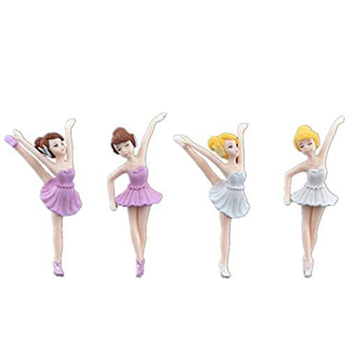 HYSTYLE 4 Pcs Dancing Ballerina Girl Figurine, Miniature Ballerina Girl Figure Collection Playset Doll Toy, Ballerina Girl Cake Topper, Ballerina Girl Plant Pot Craft Dollhouse Decoration, Cake Decoration, Landscape Scenes