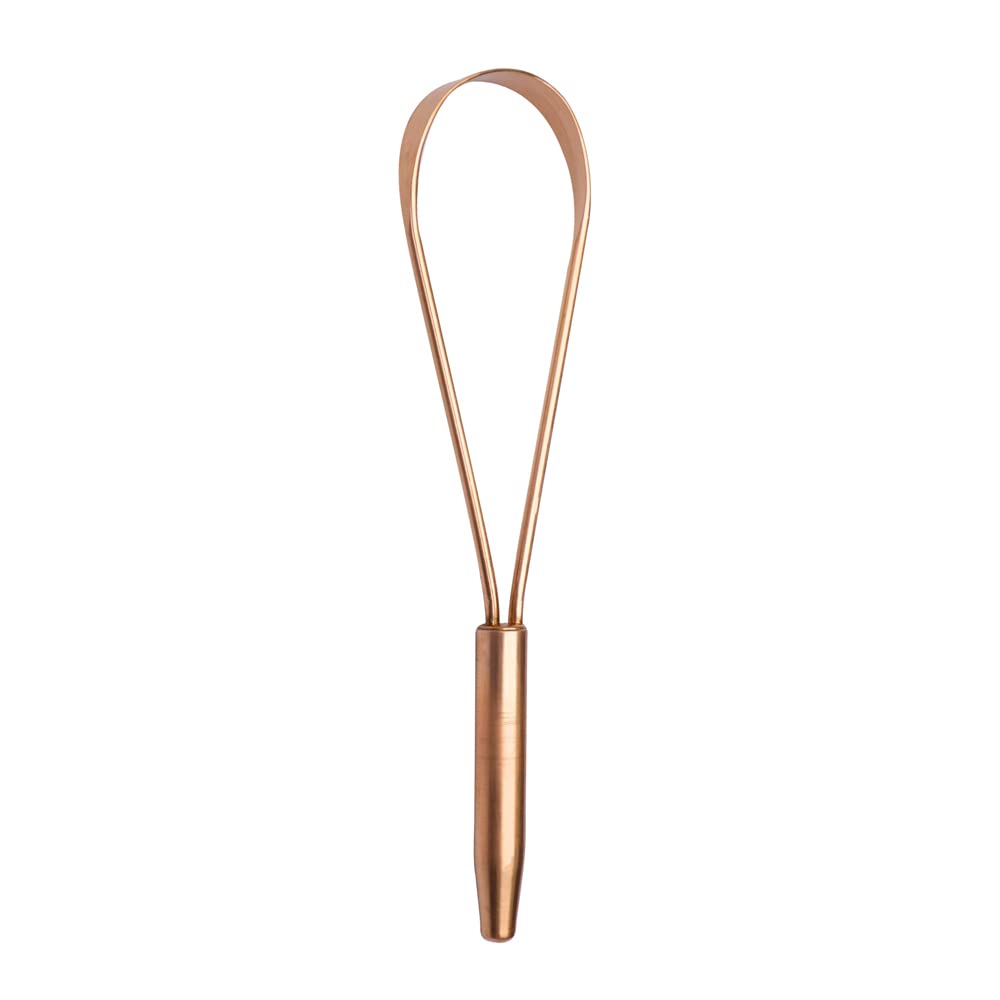 qLoop Copper Tongue Cleaner – Easy One Hand Use – Larger Surface Coverage – Ayurvedic Copper Health for Fresh Breath and Total Oral Hygiene (Single)